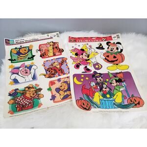 Lot 2 Mickey and Winnie Pooh Static‎ Window Cling Halloween Piglet Tigger Goofy